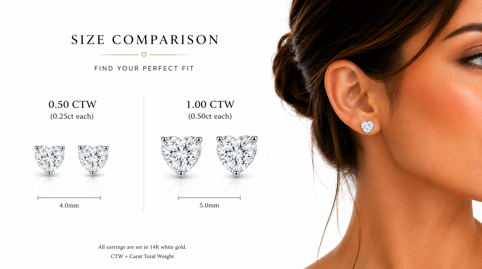 Lumière Heart Shape Lab Diamond Stud Earrings