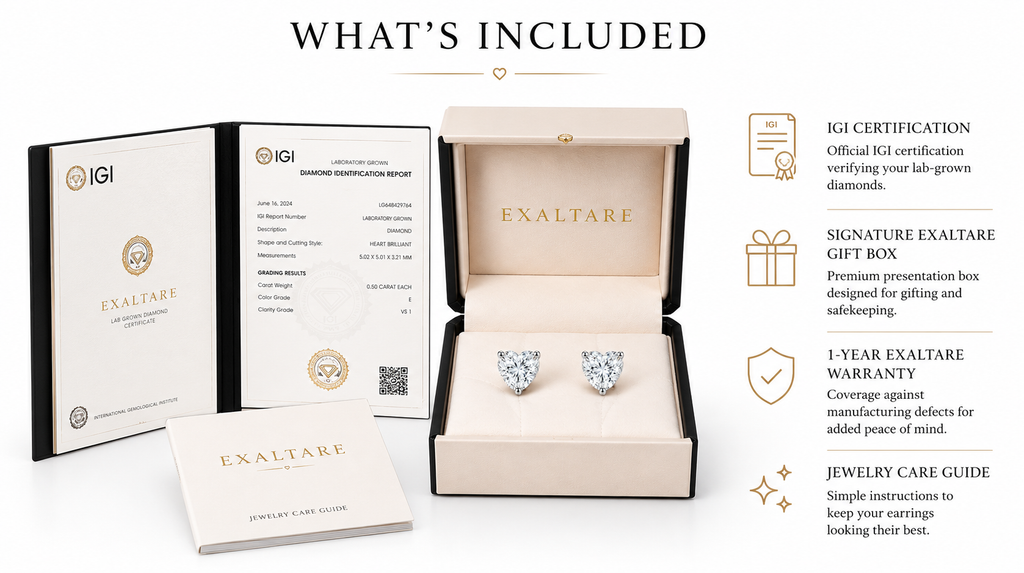 Lumière Heart Shape Lab Diamond Stud Earrings