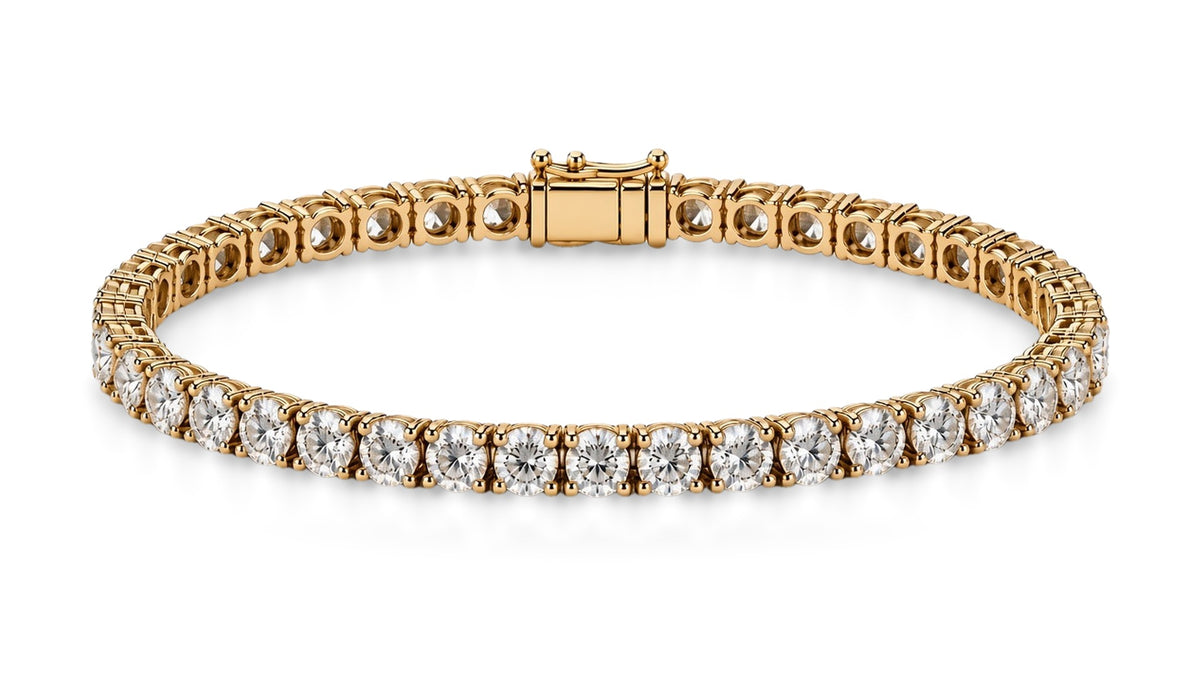 Solid 14K gold lab-grown diamond tennis bracelet — hero front view