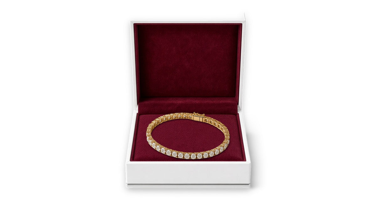 Solid 14K gold lab-grown diamond tennis bracelet — gift packaging