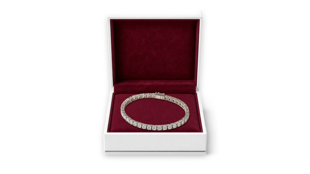 Sterling silver lab-grown diamond tennis bracelet — gift packaging