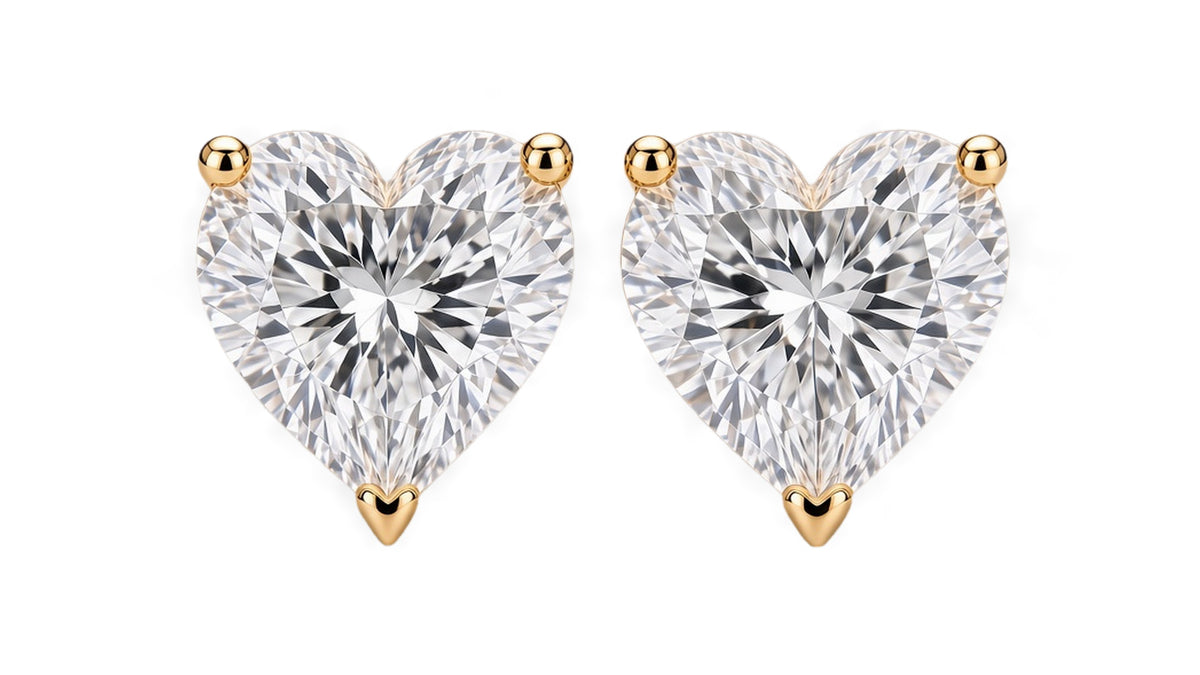 Solid 14K gold 0.50 CTW lab-grown diamond heart stud earrings — hero front view
