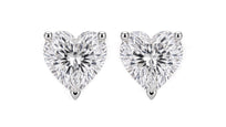 Sterling silver 0.50 CTW lab-grown diamond heart stud earrings — hero front view