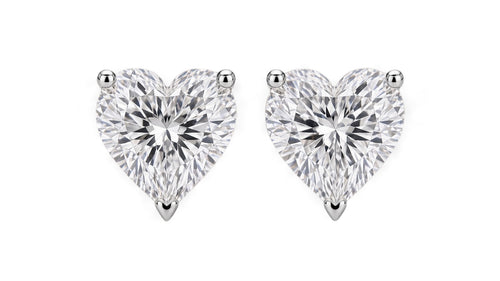 Sterling silver 0.50 CTW lab-grown diamond heart stud earrings — hero front view