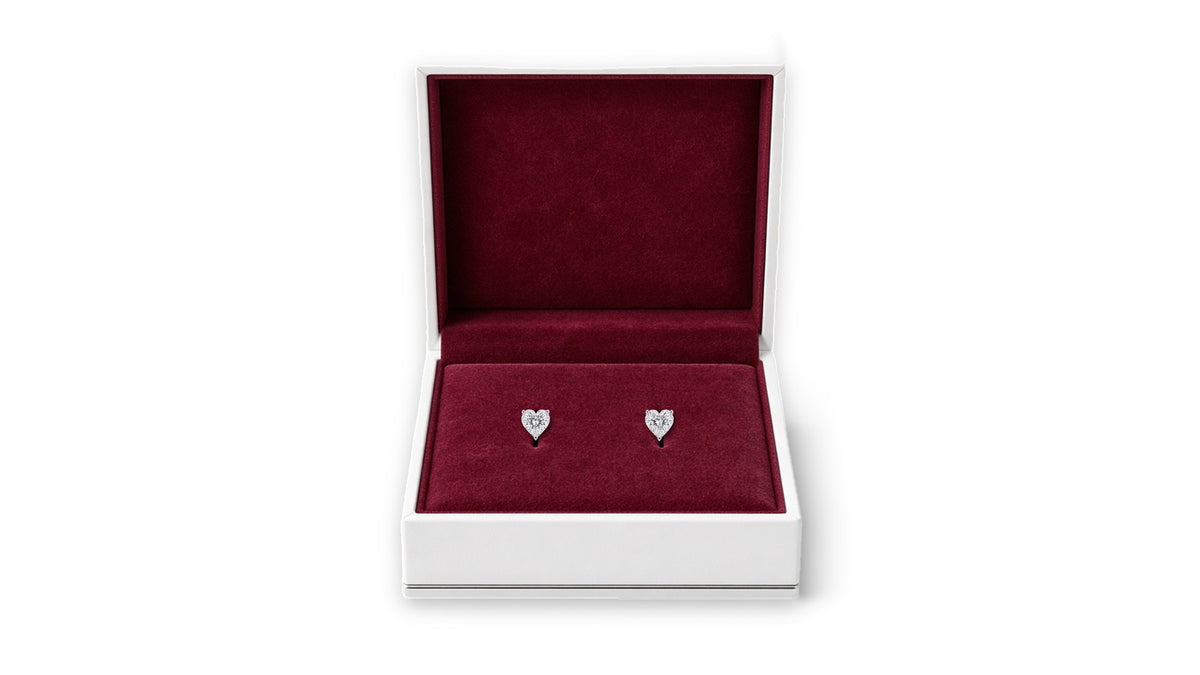 Sterling silver 0.50 CTW lab-grown diamond heart stud earrings — gift packaging