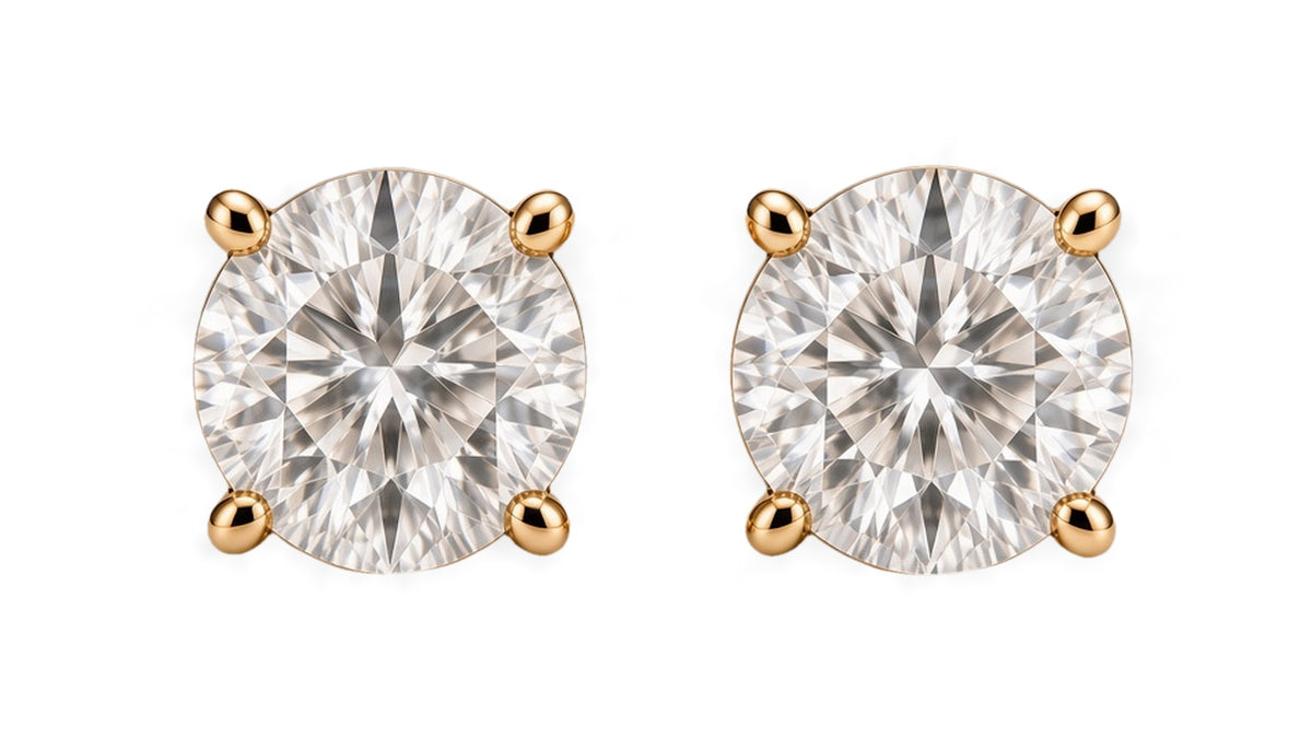 Exaltare Lumière solid 14K gold 0.50 CTW lab-grown diamond round stud earrings — hero front view