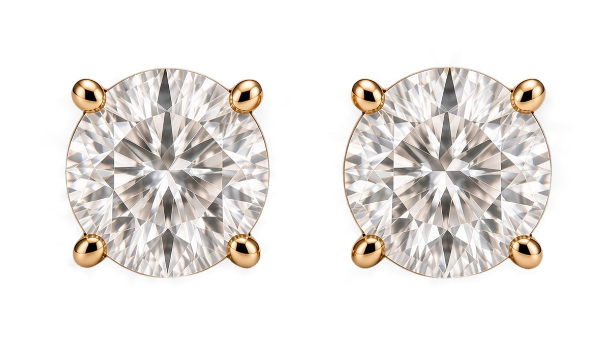 Exaltare Lumière solid 14K gold 1.00 CTW lab-grown diamond round stud earrings — hero front view
