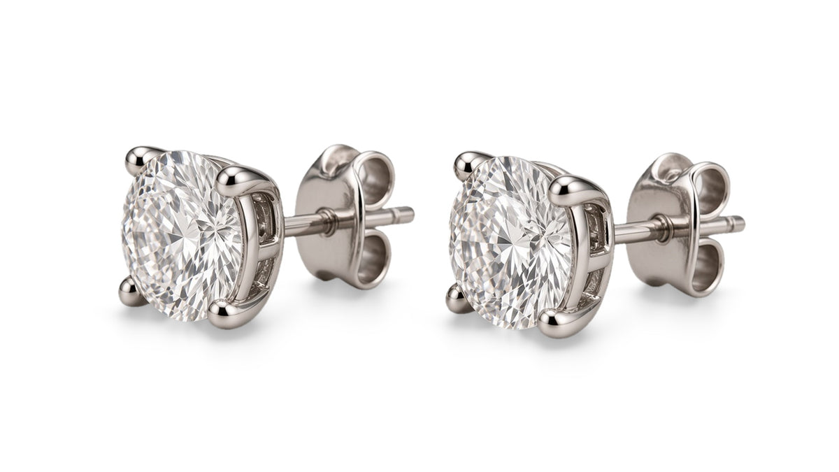 Exaltare Lumière sterling silver 0.50 CTW lab-grown diamond round stud earrings — profile side view