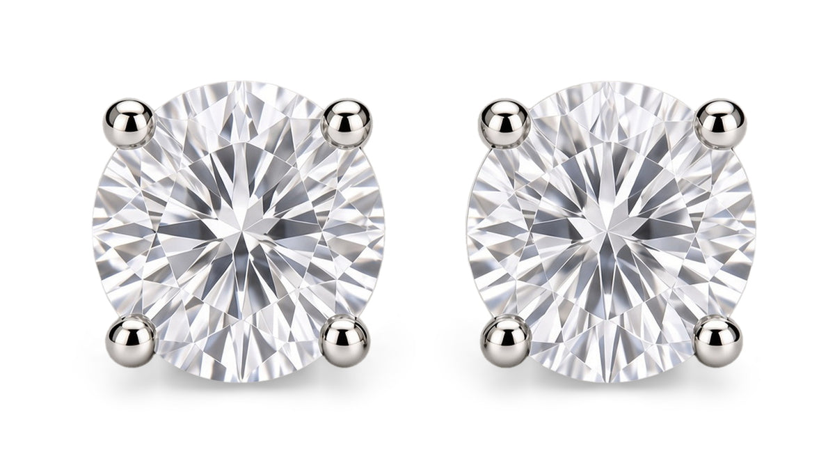 Exaltare Lumière sterling silver 1.00 CTW lab-grown diamond round stud earrings — hero front view