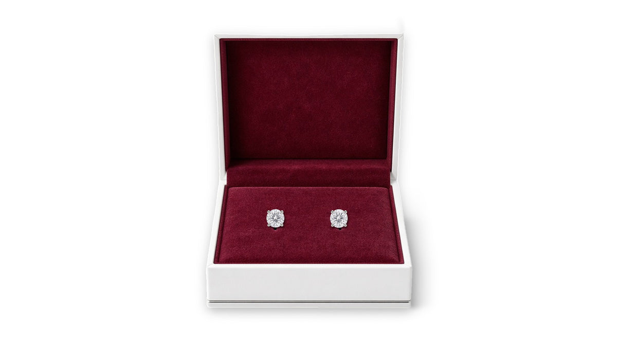 Exaltare Lumière sterling silver 1.00 CTW lab-grown diamond round stud earrings — gift packaging